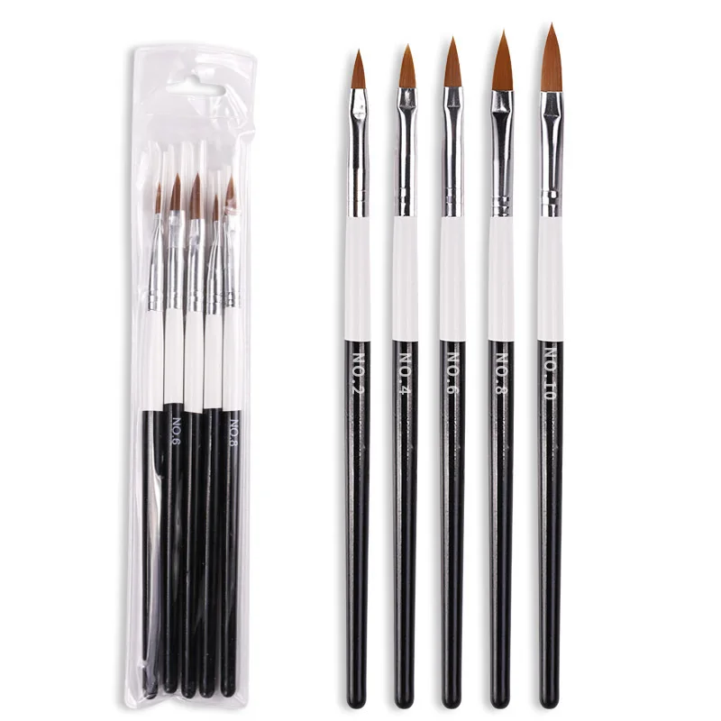 

5Pcs Professional Crystal Carved Flower Painting Drawing Brush Pen Gradient French Nail Art Phototherapy Pens Tools Manicure Set