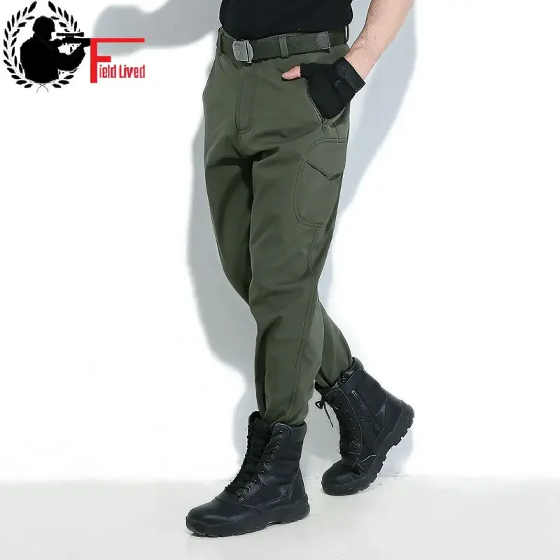 

Men Winter Casual Pants Camouflage Skin Softshell Cargo Military Tactical Camo Jogger Male Waterproof Warm Fleece Combat Trouser