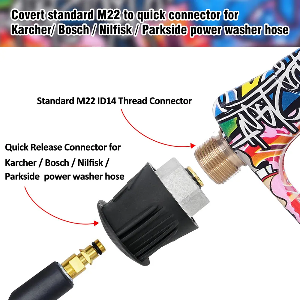 Pressure Washer Water Gun for Car Cleaning Hose Connector For Karcher Nilfisk Parkside Bosch Quick Connector Nozzles