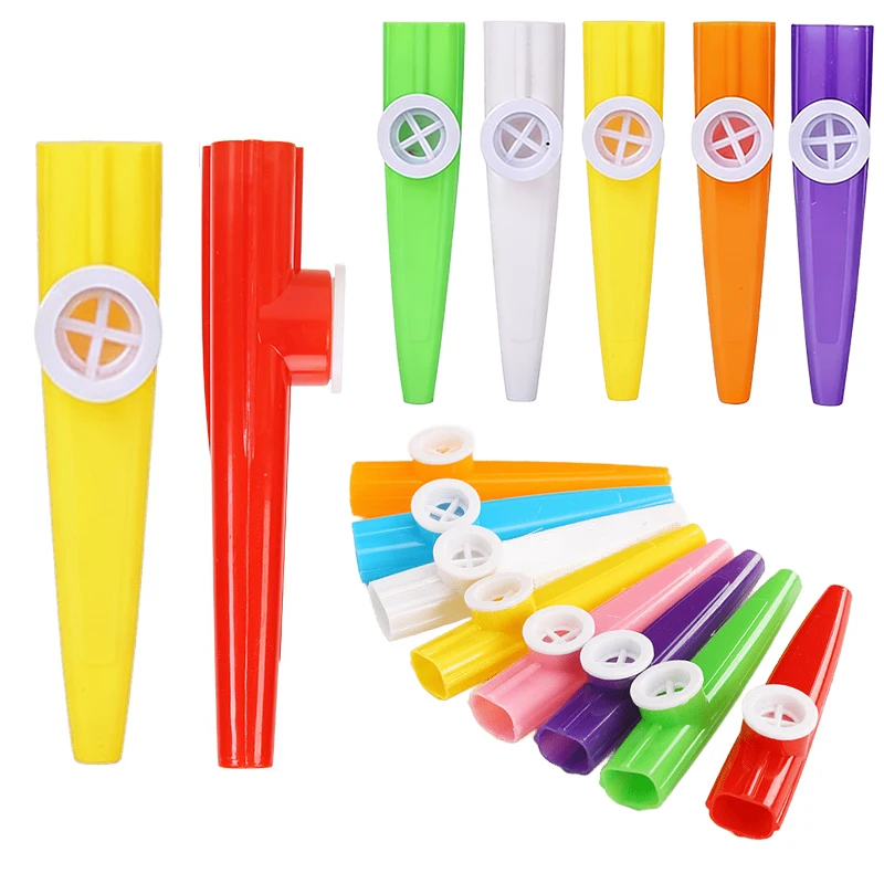 6-18PCS Zufällige Mix Farben Kunststoff Kazoo Pfeife Tragbare Mundharmonika Flöte Instrument Groß Artikel Festival Party Geschenk Souvenirs ZYF