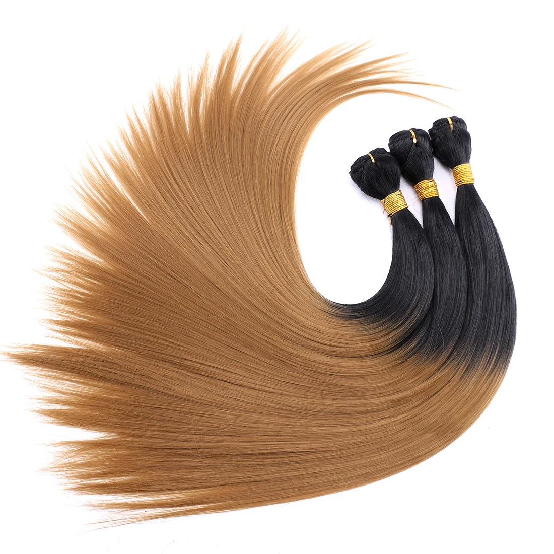 Synthetic Hair Extensions Sliky Straight Hair Bundles 100 gram One Piece Black To Burgundy Red Brown Golden for Women