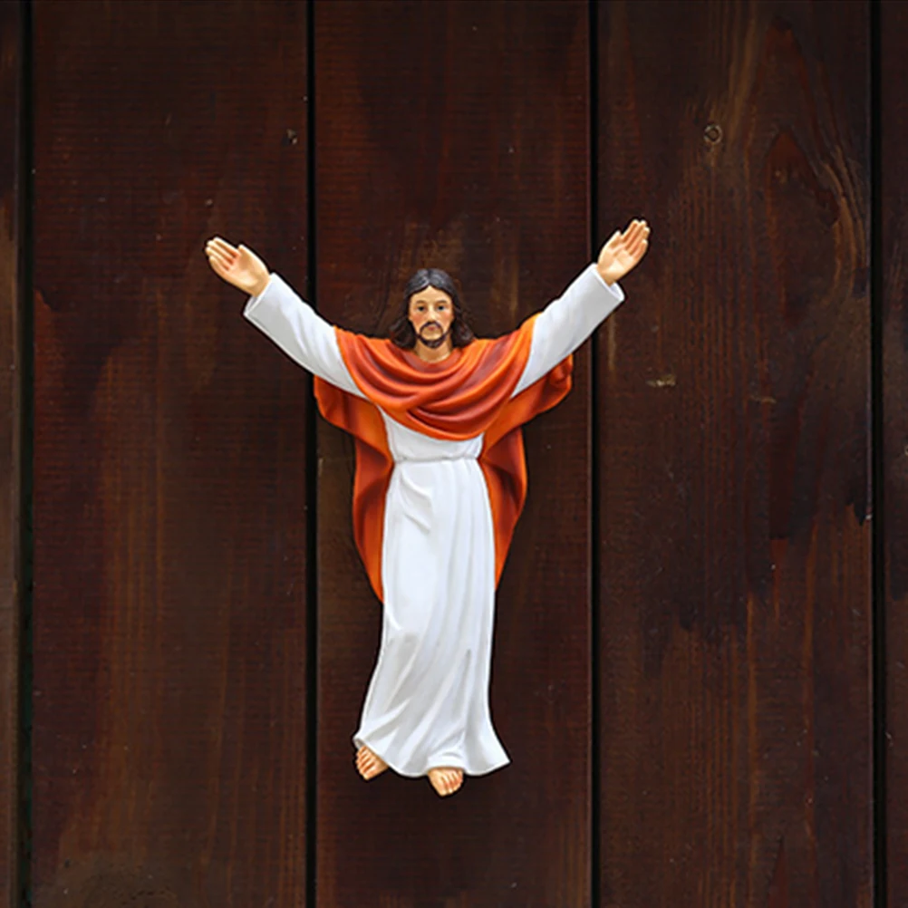 

Resin Jesus Hanging Statue Ornament Religious Home Church Decor Wall Shelf Hanging Religious Gift Compact Space Saving Design