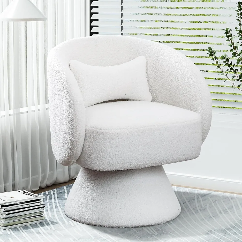 Chaise pivotante en forme de baril, chaises pivotantes rembourrées pour le salon, petit Boucle ronde