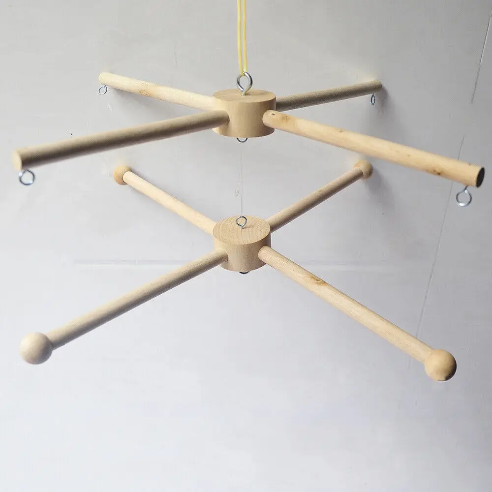 Wood Baby Crib Mobiles Stick Bracket Hanger Hanging Toy Holder Infant Room Decor