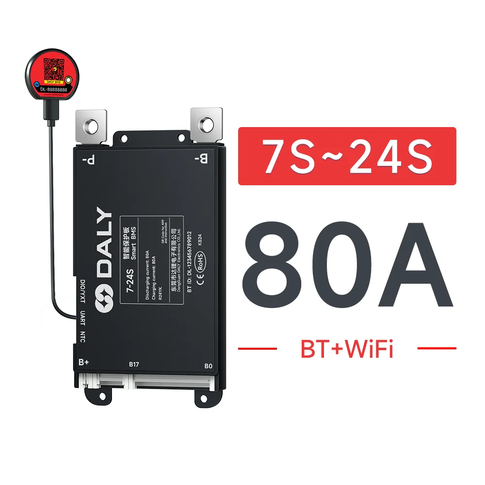 Daly Smart BMS 30A 40A 60A 80A 100A 120A 150A 200A WIFI Ingebouwde Bluetooth 7S 8S 13S 14S 16S 17S 20S 24S Lifepo4 Li-Ion LTO