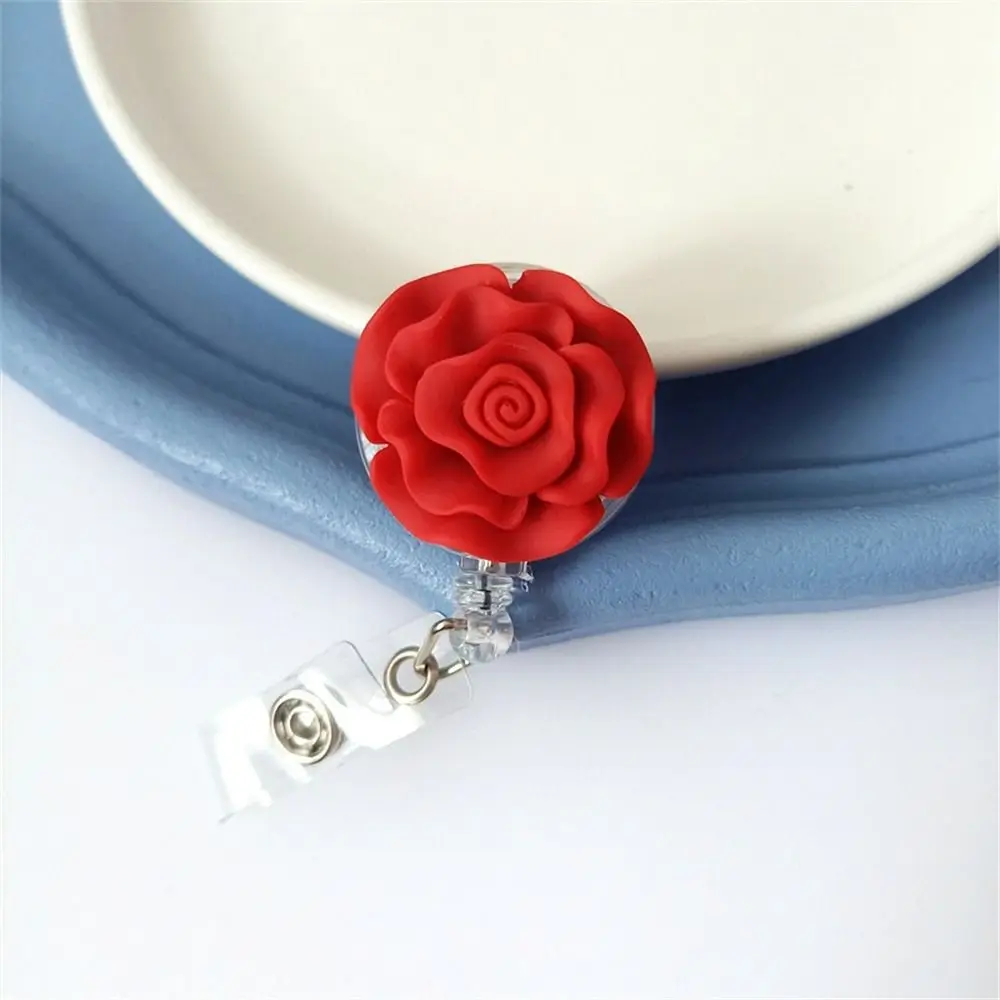 

Bow Flower Nurse Badge Reel Name Tag 3D Flora Retractable Badge Holder Work Card ID Card Easy Pull Buckle Hospital Use