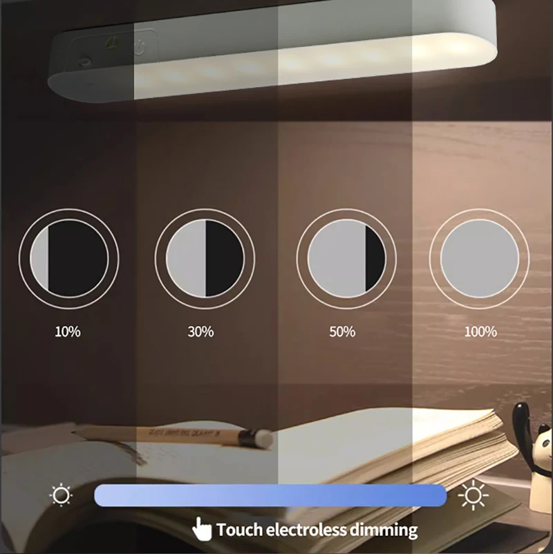 USB Rechargeable Magnetic LED Desk Lamp Adjustable Brightness Dimmable Portable Table Lamp for Office Study Bedroom Computer Use