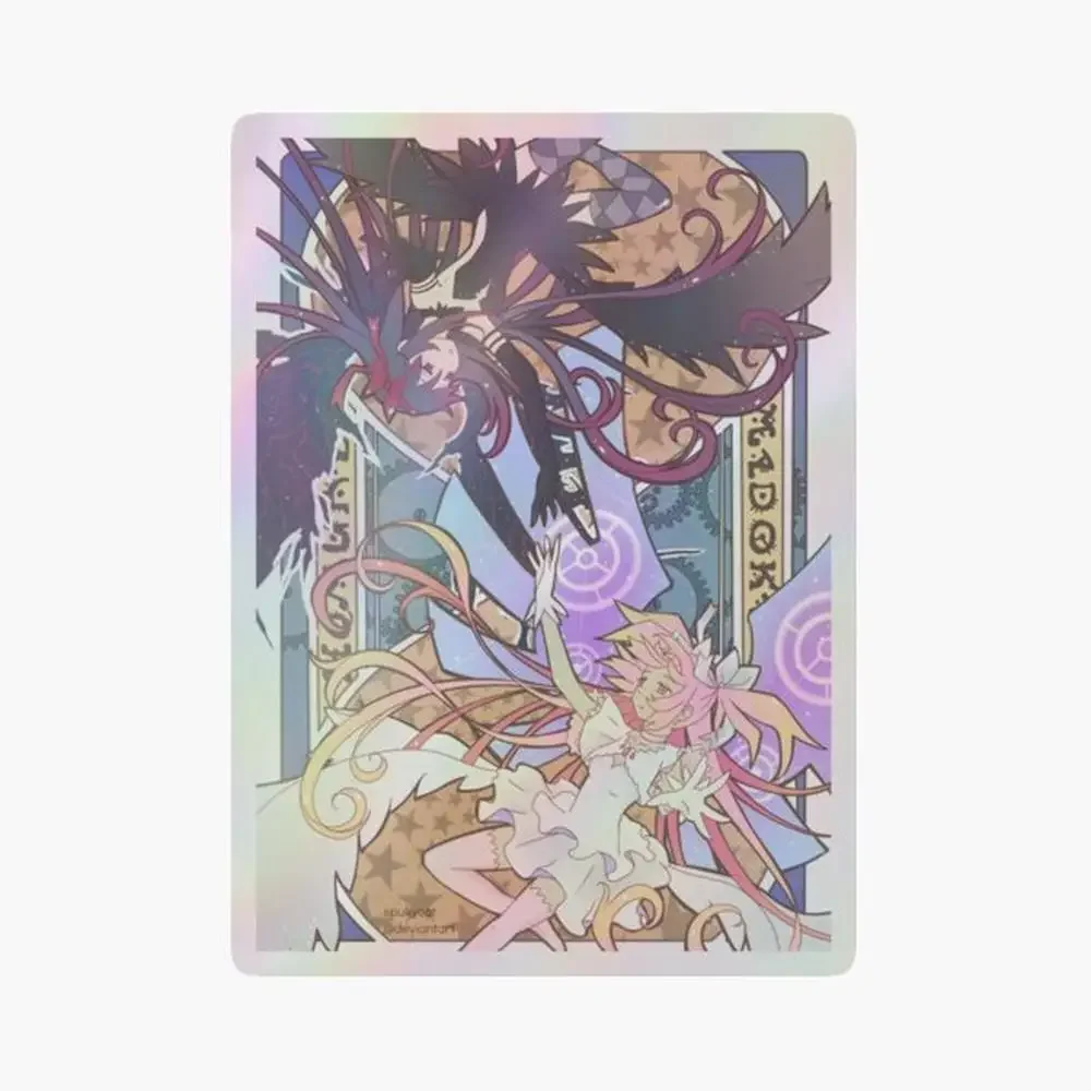 

Голографическая наклейка Madoka & Homura для декора ноутбука, спальни, автомобиля, милый мультяшный арт, модный общественный чемодан