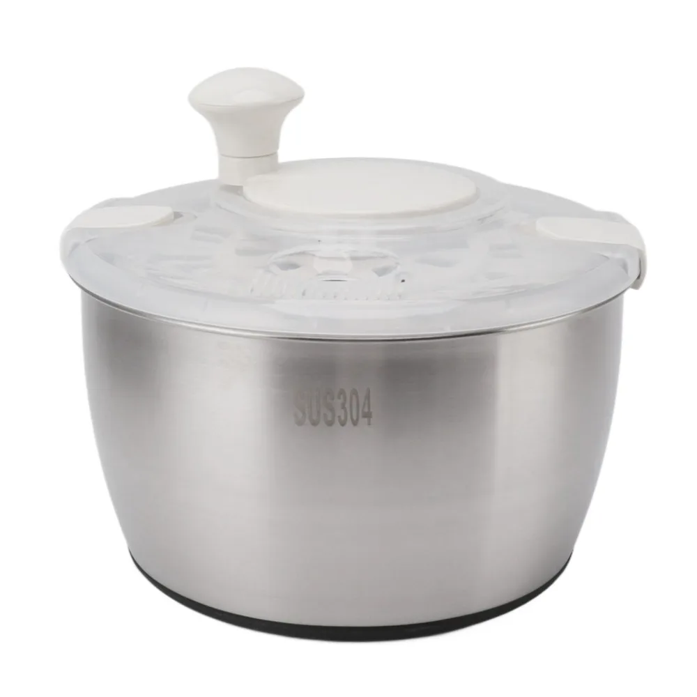 Stainless Steel PP Salad Spinner Large Capacity Multifunctional Fruit Washer Manual Operation Drainage Basket Lettuce Spinner