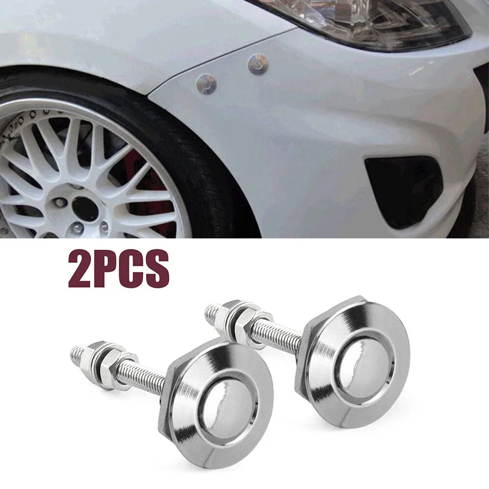 

2Pcs/Set Silver Push Button Quick Release Hood Pin Lock Clip Latch Push Button Quick Release Bumper Accessories