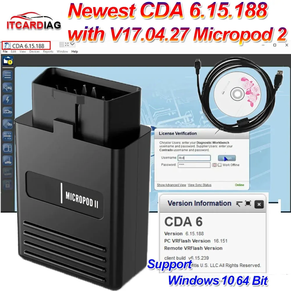 MicroPod 2 2024 CDA6 CDA 6.15.188 For FCA Original Files MicroPod2 Scanner EDITING for DODGE/CHRYSLER/JEEP with Flash Downloder