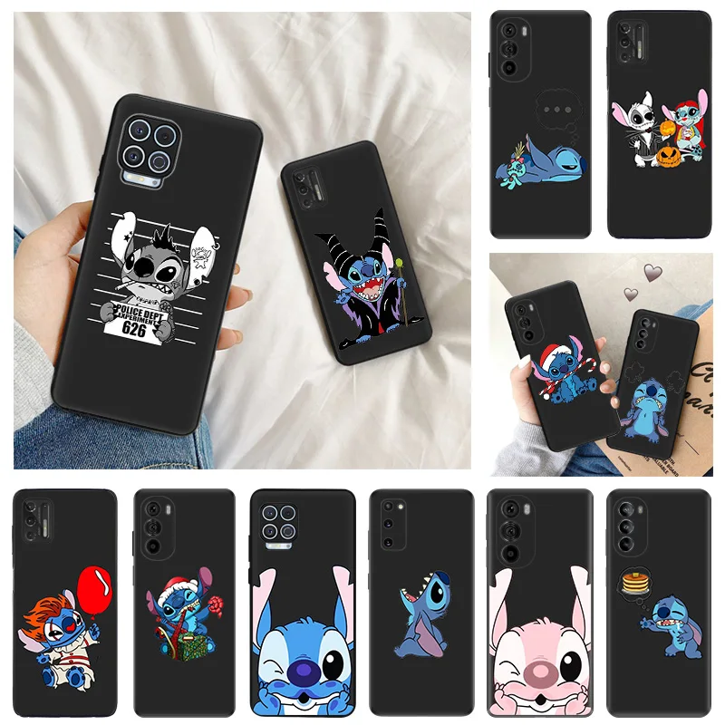 Ultra Thin Black Phone Case for Motorola G9 Edge 20 30 40 G50 G51 G60 G71 G22 G32 G52 G72 G53 G73 Stitch Lilo Anime Cover