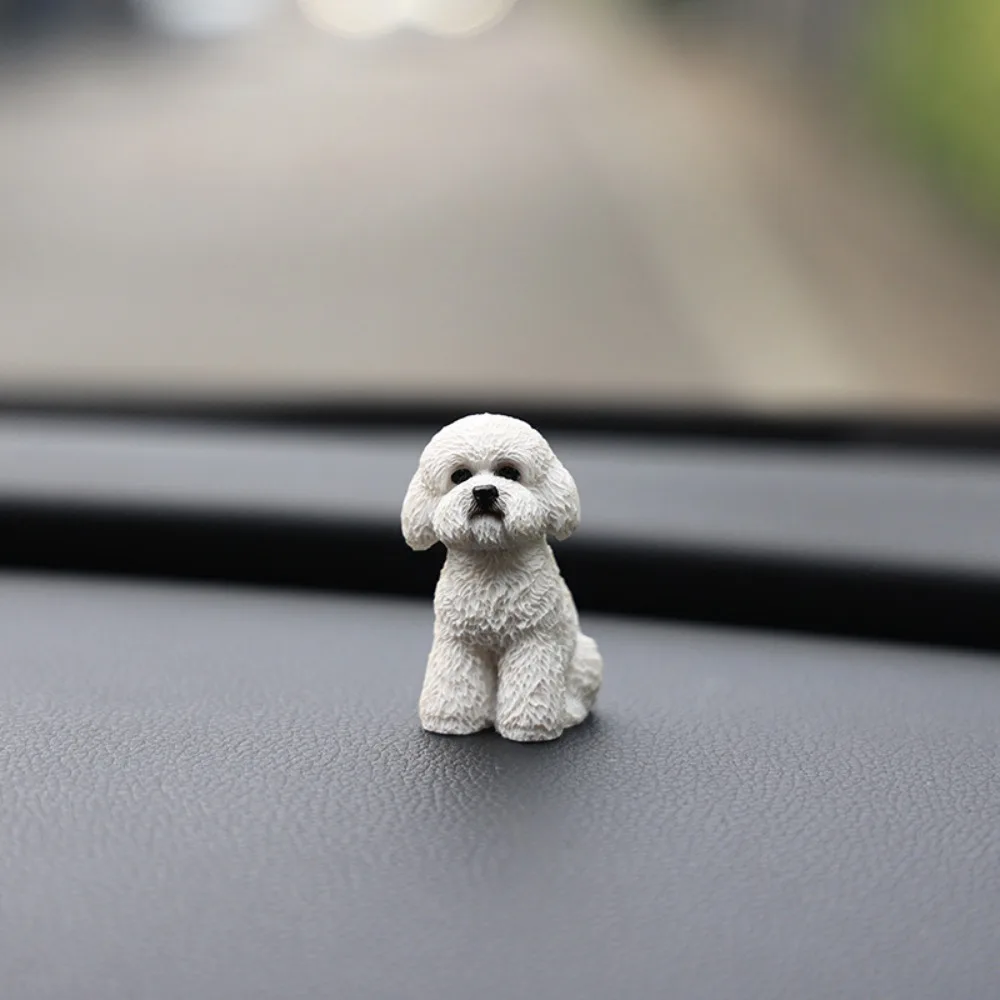 Figuras de Perro Poodle de Simulación, Modelo de Cachorro, Artesanía de Resina, Mini Adorno de Animal, Figura en Miniatura Kawaii, Figuras de Acción de Perro