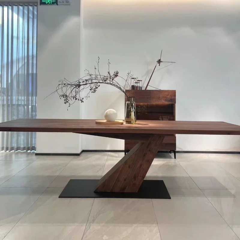 

Medieval wabi-sabi wind solid wood simple modern home living room Nordic black walnut tea table desk