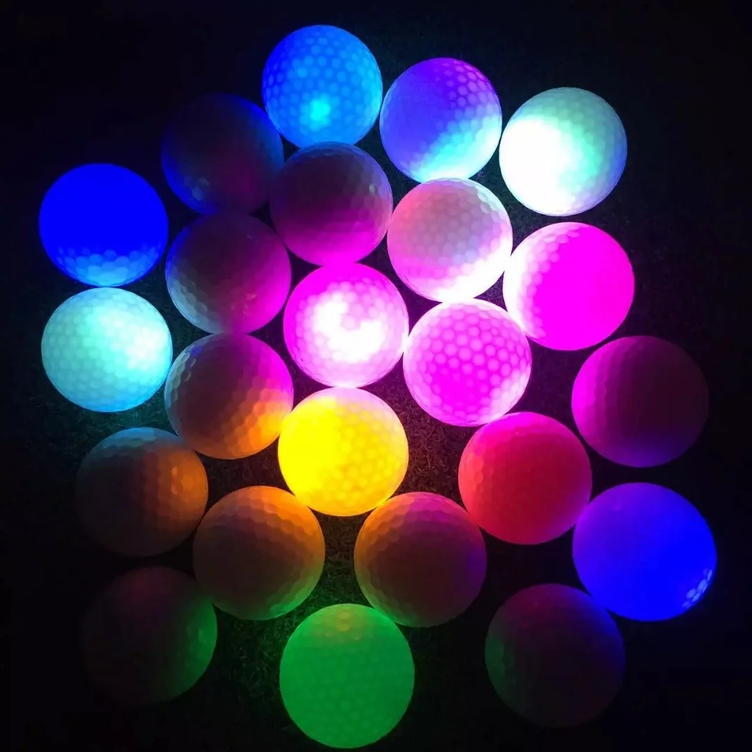 Custom logo Color Flashing Led golf balls Glow In The Dark Light Up Long Time Bright Golf Ball For Night Sports