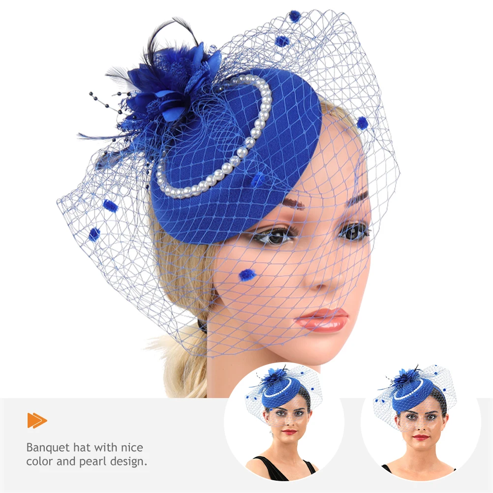

Headbands Pearl Headdress Rhinestone Wedding Mesh Headpiece Cap Veil Women Hat Fascinator Decoration Flower Woman