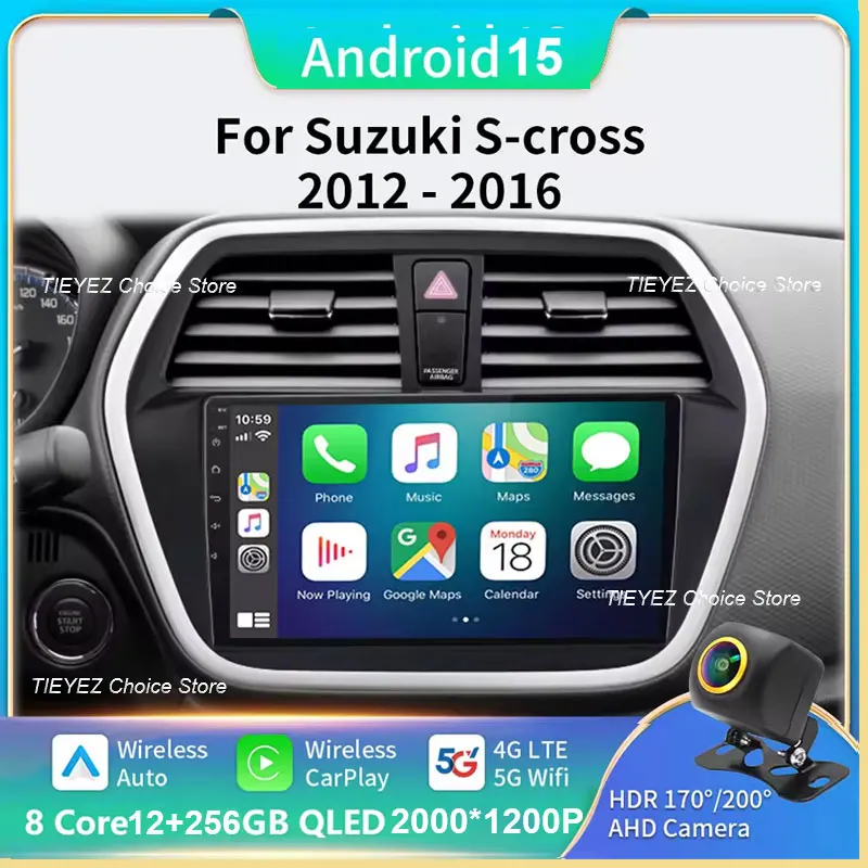 Android 15 Radio del coche para Suzuki SX4 2 s-cross 2012 - 2016 reproductor de vídeo Multimedia estéreo 4G WIFI navegación GPS Carplay Auto DSP