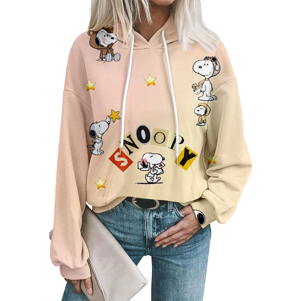 Elegante snoopy impressão hoodie moda feminina oversized hoodies moletom feminino suores casaco pulôver sudaderas ﻿