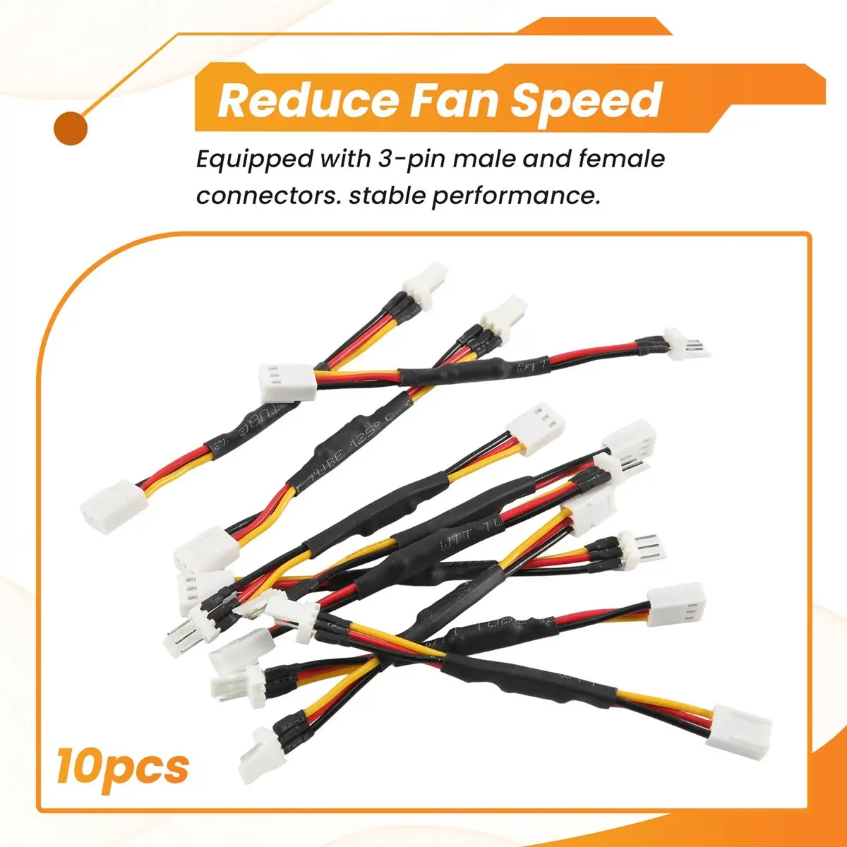 DT19 10PCS 3 Pin PC Fan Speed Noise Reduction Resistor Extension Cable Wire Male to Female Connector for Cooling Fan