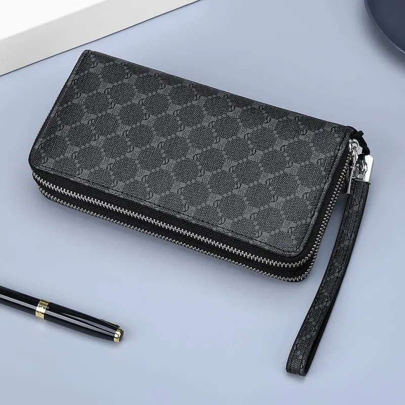 Men's PVC Leather Long Wallet Double Zipper Clutch Bag Business Multi Card Holder Phone Purse Male Handbag Money Bag Waterproof