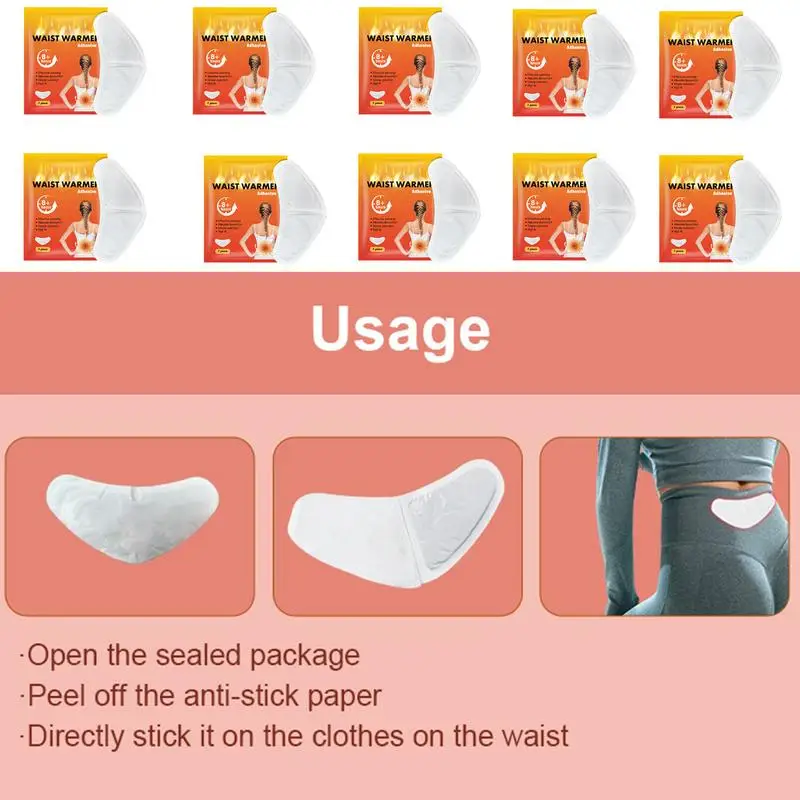 Adhesive Heat Patches Self-Heating Waist Warmer 10X Portable Neck and Shoulder Heating Pads Discomfort Relief Patches for Waist