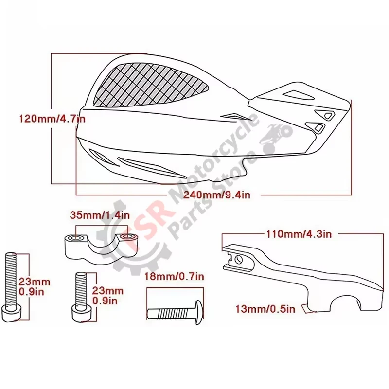 0009846.010 ACERBIS Osłona dłoni pasuje do Huayang CQR250 Quad Off-road Vehicle Modyfikowana przednia szyba kierownicy