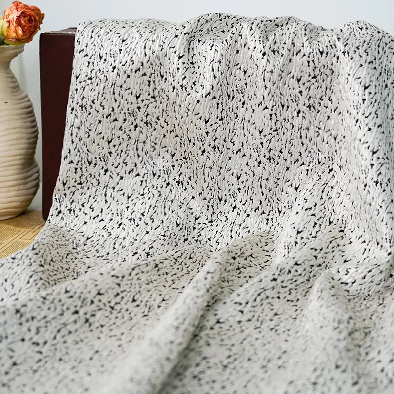 1 Meter Elegant Silver Embossed Jacquard Fabric for Puffy Skirt Shirt Suit Jacket Diy Sewing