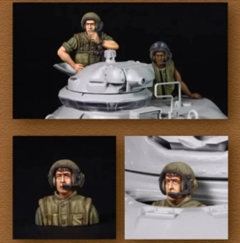 

1/35 Die Cast Us Army Tank Crew (2 Figures and 1 Bust) Vietnam Resin Figure Soldier Model Kit Unassembled and Unpainted 088X