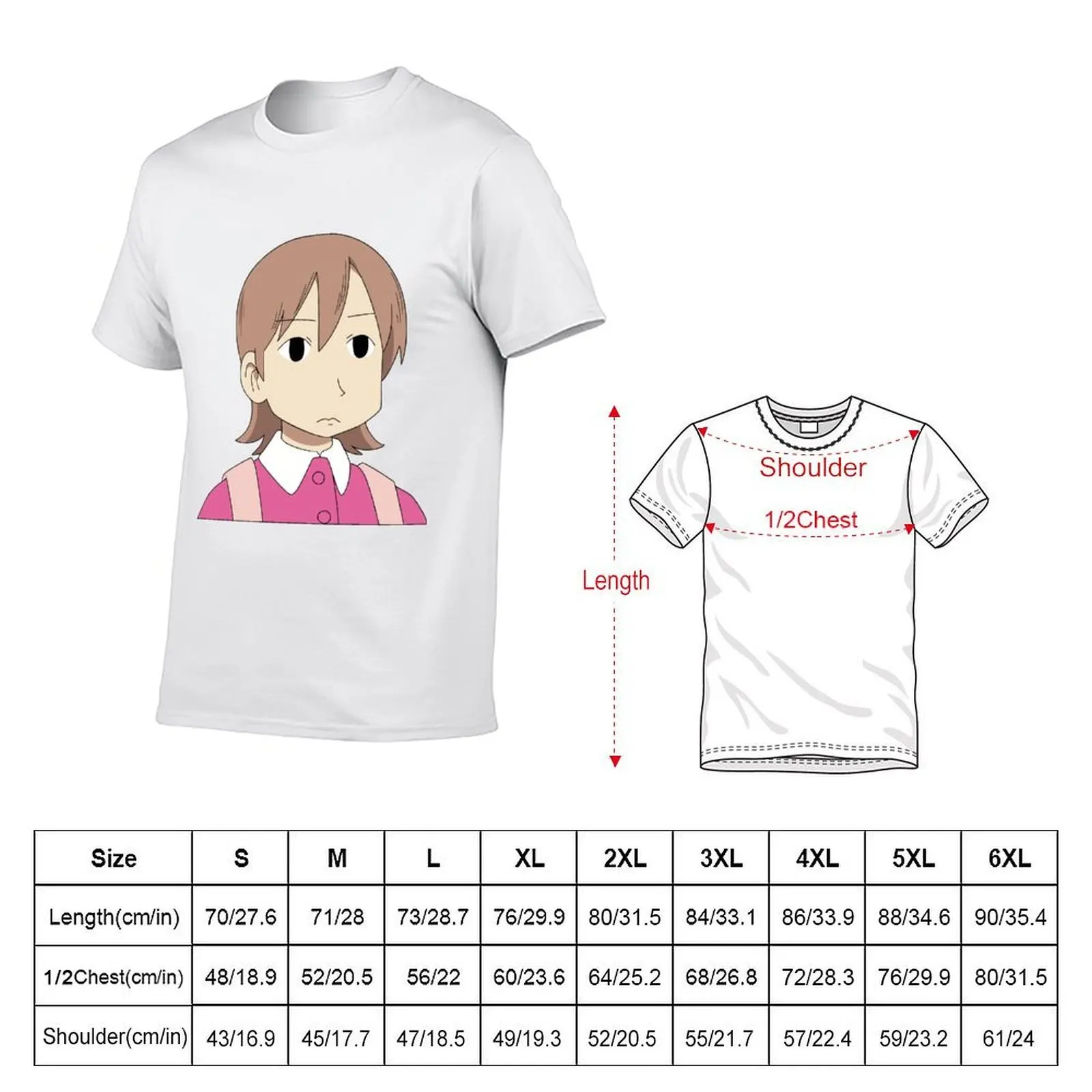 Nichijou | Aioi Yuuko Blank Face T-Shirt man t shirts graphic men t shirt cotton 100% T-Shirt