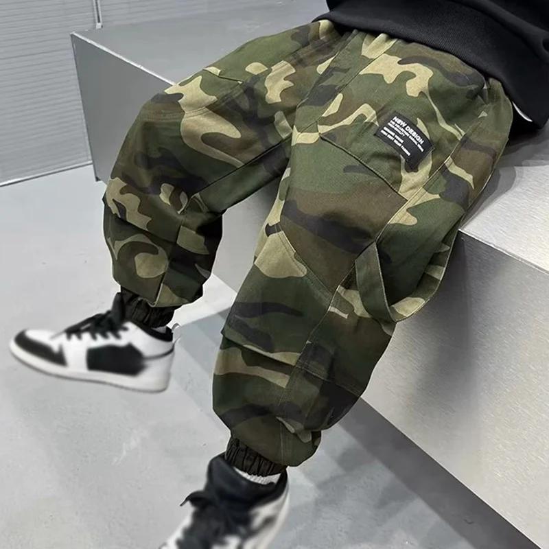 

5-14 Years Children's Camouflage Cargo Pants Spring Autumn Boy Sport Loose Casual Pants Kids Trousers