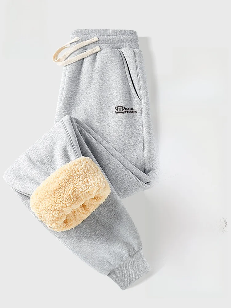 

Men's Thiened Warmth Lamb Velvet Sweatpants Loose Fit mid Waist Long Pants Winter Youth Faion Trousers