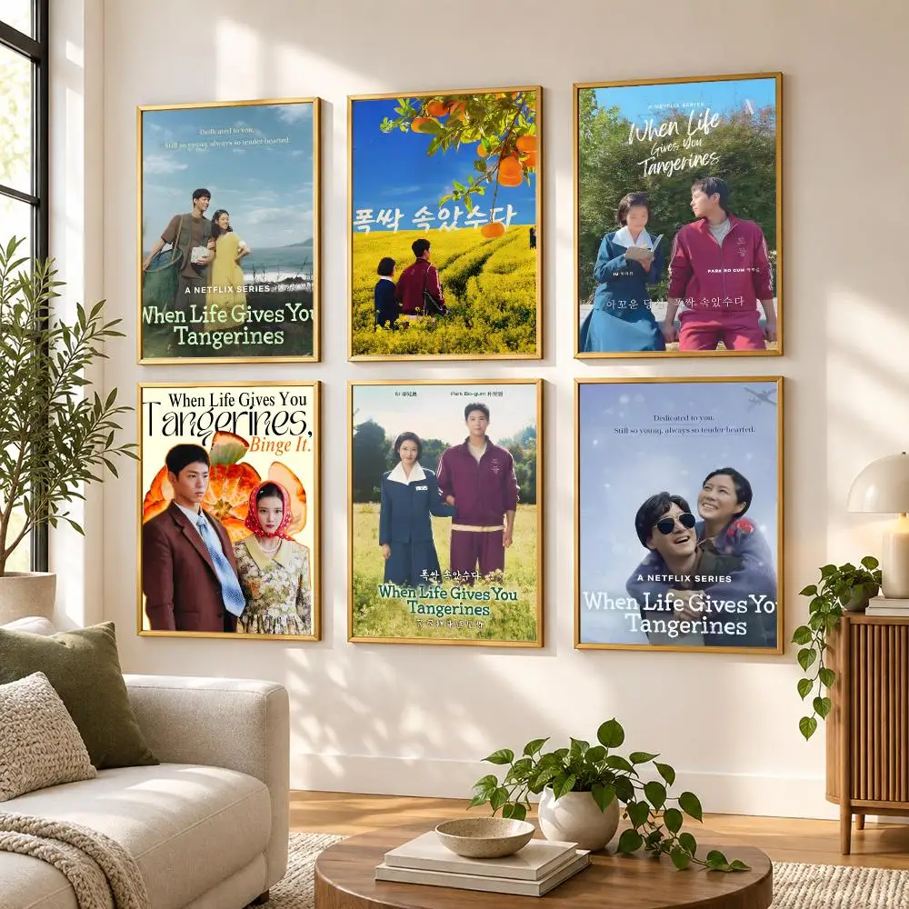 W-When Life Gives You Tangerines Poster HD art sticky wall waterproof home living room bedroom bar aesthetic decoration