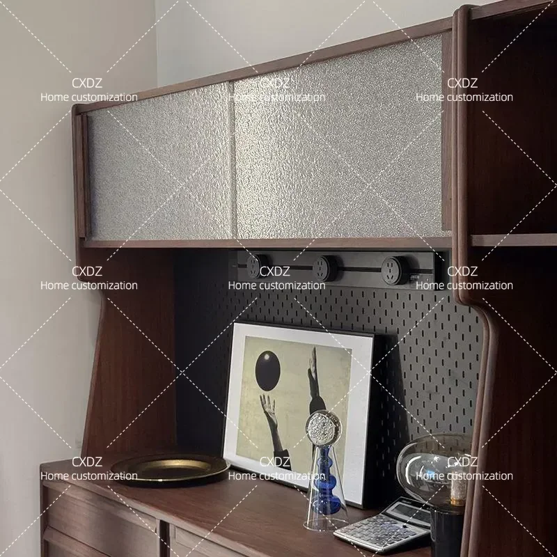 Nordic Solid Wood Dining Sideboard Black Walnut Color Small Apartment Living Room Wall Mounted Tea Kitchen Storage Cabinet