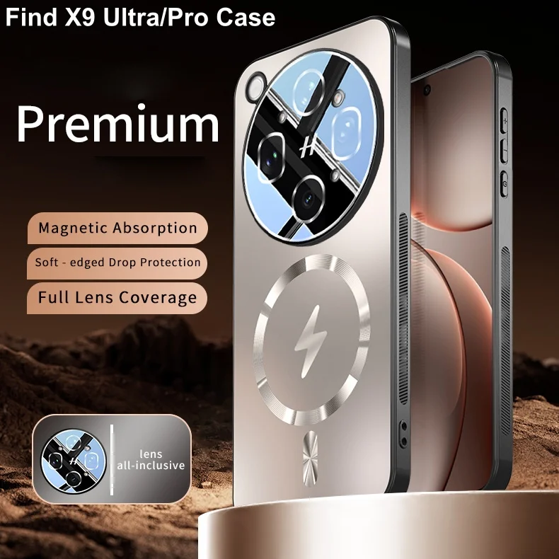 

Full Lens Coverage Protection Case For OPPO Find X9 Ultra X9 Pro Cover For Magsafe Wireless Charging Foggy Magnetic Phone Cover