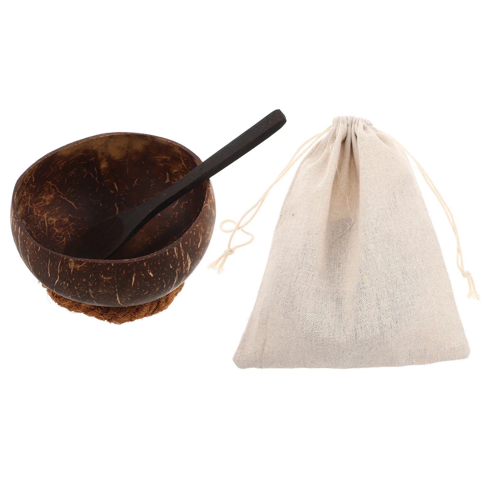 Natural Coconut Shell Face Mask Bowl Set Small Mixing Bowl Spoon Mud Mask Application Eco-Friendly Tools