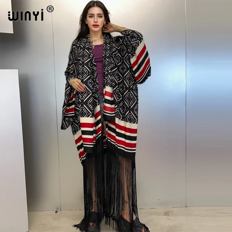فستان كيمونو بوهو صيفي من WINYI ملابس شاطئ صيفية للشاطئ سترة صوفية للعطلات بأكمام طويلة فستان شرابات عباية دبي فاخرة