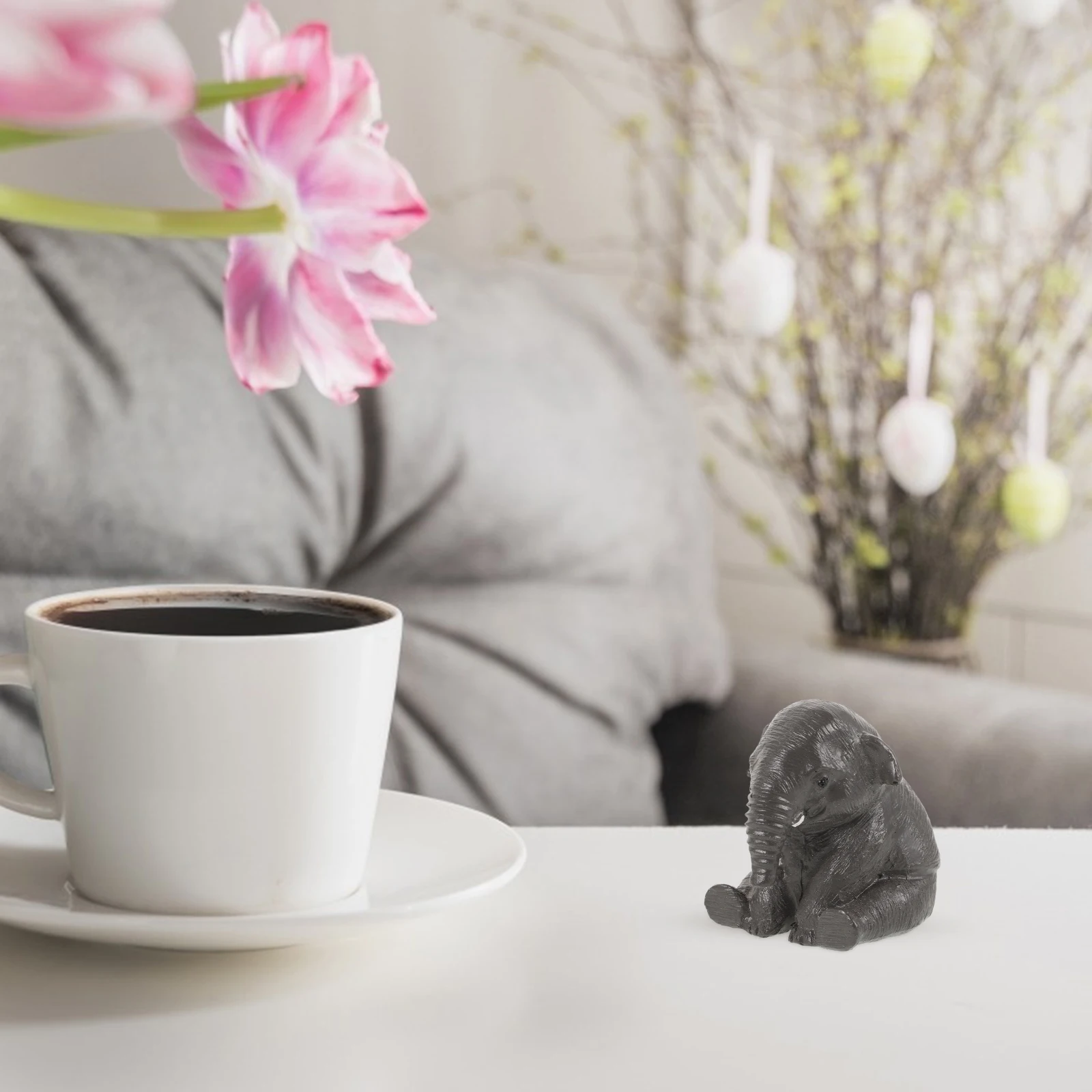 

2pcs Miniature Elephant Figurines Resin Cute Cartoon Animal Decor For Garden Lawn Cake Car House Moss Landscape Tiny Statue