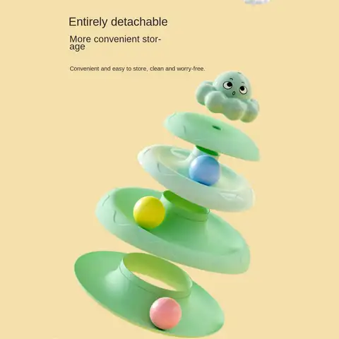 Cat Toy Ball Track Rotating Fun Interactive Ball Cat Teaser Toy For Training Boredom Relief Mental Stimulation Scratching Indoor