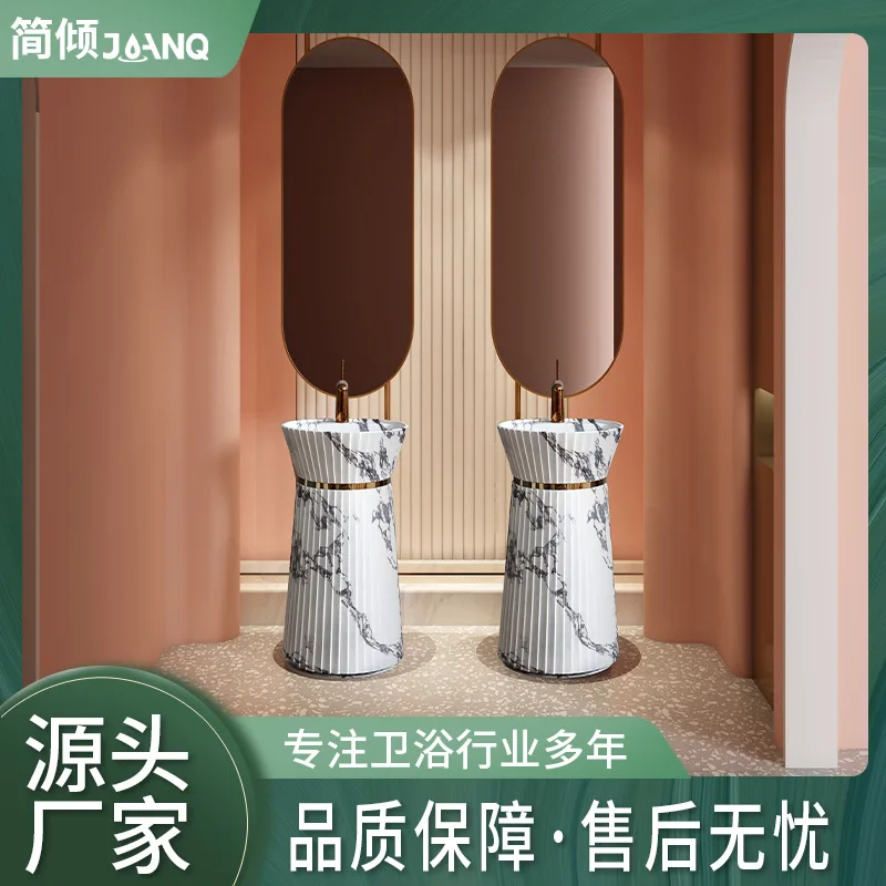 Modern simple hotel B & B wash basin Imitation marble pattern wash basin Personality and creativity Small waist column basin