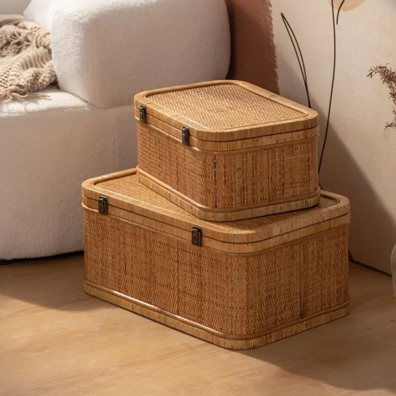 

Nordic Ins Woven Storage Box Household Rattan Woven Toy Snack Box Sundries Finishing Box Bedroom Dust Clothing Basket