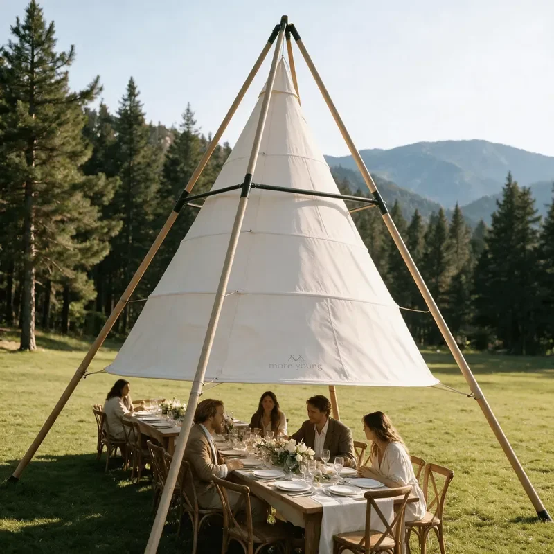 Large Galvanized Steel Pole Conical Tent 3000mm Waterproof Oxford Fabric Heavy Glamping Tent for Outdoor Camping Use