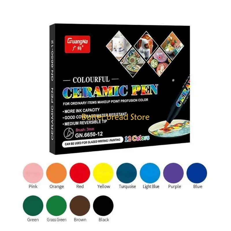 مجموعة أقلام طلاء الأكريليك W89C مكونة من 24 أو 12 لونًا قلم تحديد للرسم على زجاج السيراميك #2