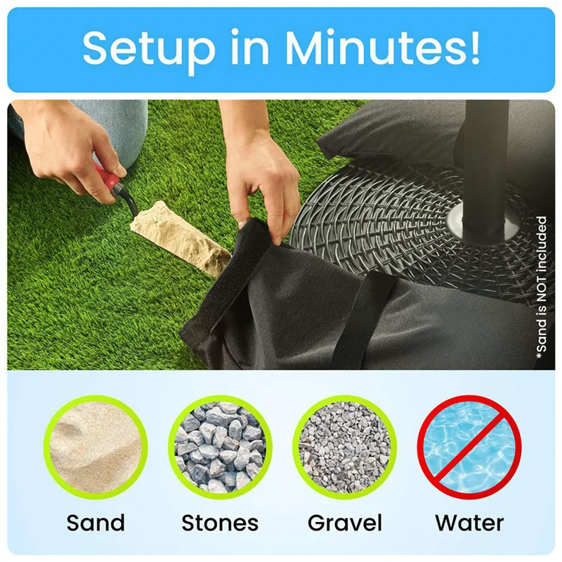

A03F-Umbrella Base Weights Outdoor Fillable Sandbags Weatherproof Patio Furniture Weights For Umbrella Stand For Garden 8Pcs