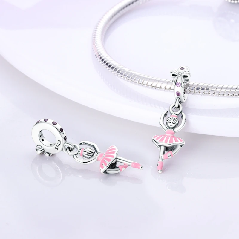 100% 925 Sterling Silver Boy Girl Heart Shape Beads Charms Pendant Fit For Pandora Original Bracelet Diy Jewelry Making 2023 New