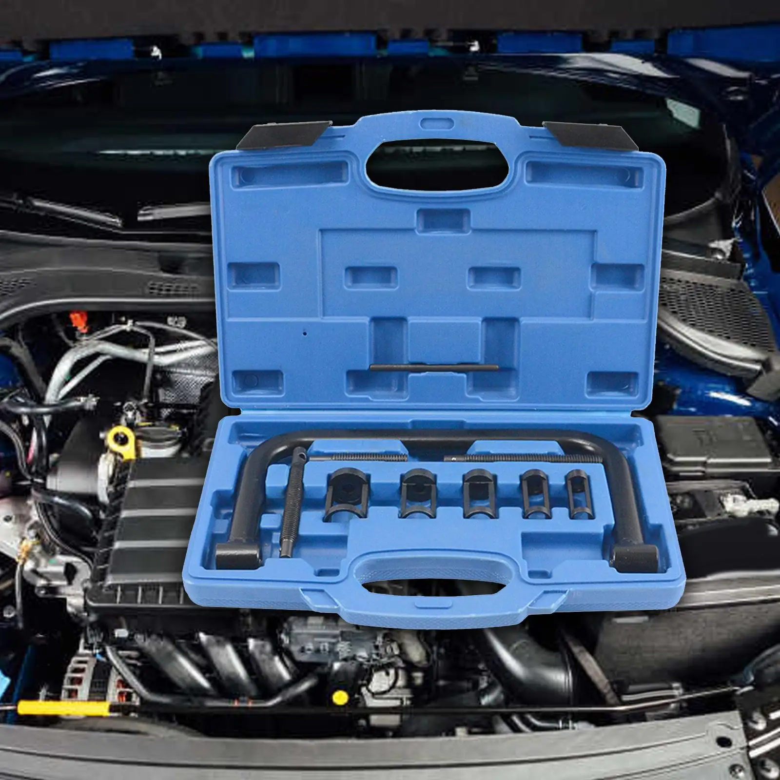 Valve Spring Compressor Metal Automotive Removal Tool Kit with Blue Case for Car Small Engine XC4022