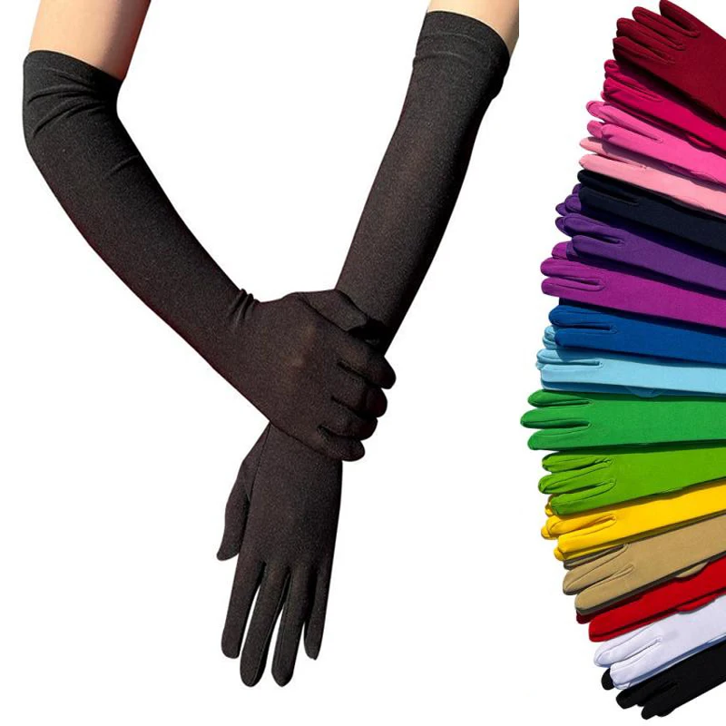Rękawiczki damskie Milk Silk Stretch Ladies Gloves Festival Party Group Show Bar Dance Dress Up Gloves 45Cm Long Gloves C013