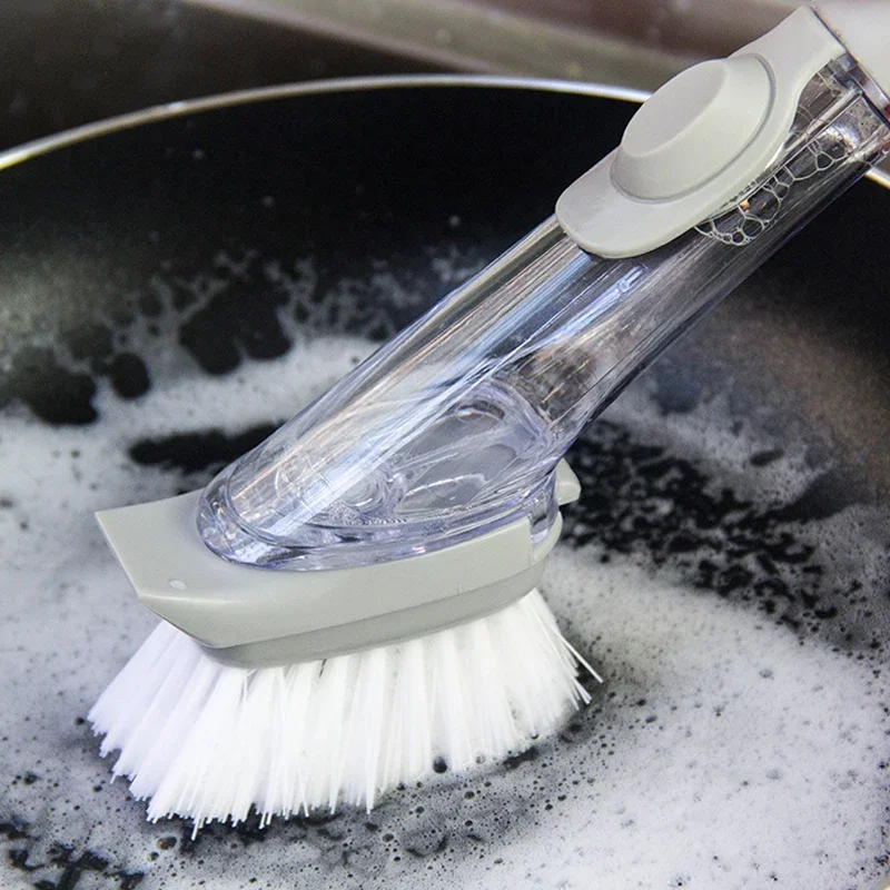 Dishwashing Brush Cleaning Brush Long Handle Hydraulic Pot Brush Automatically Add Liquid Detergent