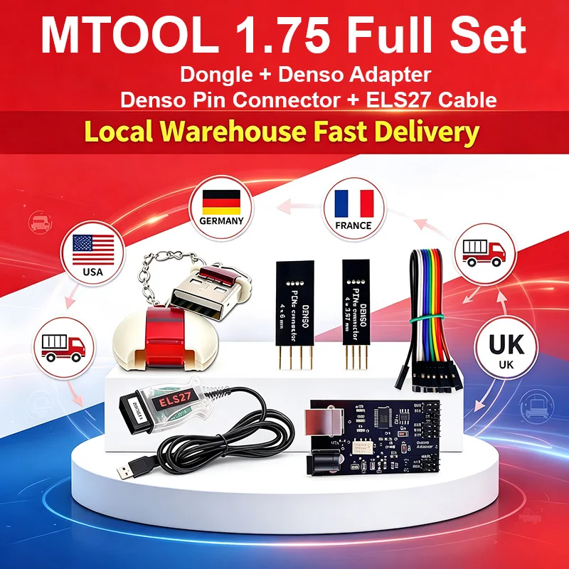 Local Warehouse MTool V1.75 Full Set Dongle + Denso Adapter + Denso Pin Connector+ ELS27 Cable + Support Win10 Win11
