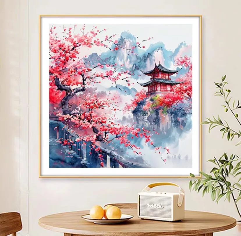 

9ct 60x60 см красивый пейзаж вышивка DIY наборы с принтом в китайском стиле вышивка крестиком наборы для рукоделия домашний декор ремесла новый