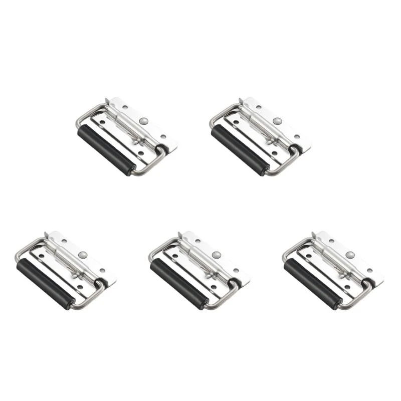 

E15A Set Of 5 Small Folding Handles Metal Handle Spring Loaded Handles Simple to Use for Efficient Storage & Easy Carrying